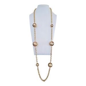 Chico's Hammered Goldtone Ball Chain Link Necklace